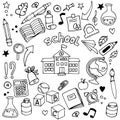 vector set on the theme back to school. doodle style drawing, cute simple illustrations, school, study. Royalty Free Stock Photo